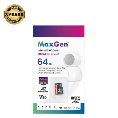 Picture of MaxGen 128GB 64GB Micro SD TF Memory Card Data Storage U3 High Speed For Ip Camera, DSLR, Drone, Smartphone & CCTV Camera (64GB)