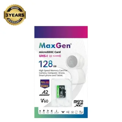 Picture of MaxGen 128GB 64GB Micro SD TF Memory Card Data Storage U3 High Speed For Ip Camera, DSLR, Drone, Smartphone & CCTV Camera (128GB)