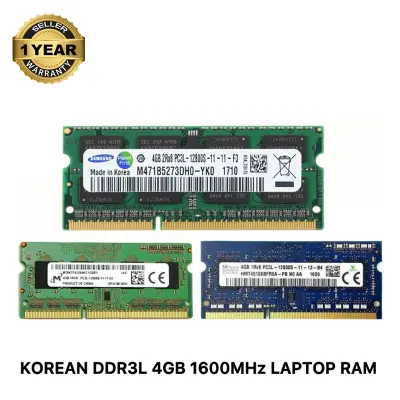 Picture of Samsung Micron Hynix 4GB DDR3L 1600MHz PC3L-12800s CL11 204Pin SO-DIMM Laptop Ram (Multi)