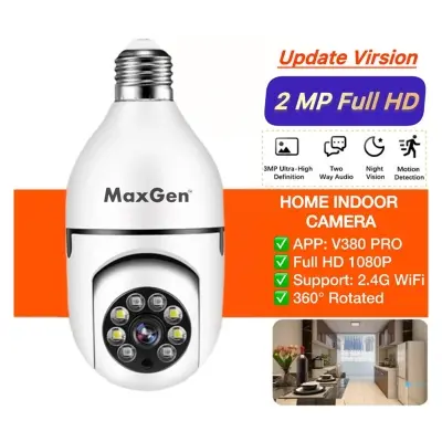 Picture of MaxGen V380 PRO Q16s BULB PTZ WIFI IP Camera  2MP 1080P 360 Degree Rotation Night Vision Two-Way Audio Motion Detection (White)