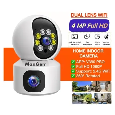 Picture of MaxGen Dual Lens V380 PRO 4MP WIFI IP Camera SQ01 1080P HD Wireless 360 Degree Auto Tracking Ai Human Detect Night Vision Two Way Voice (White)