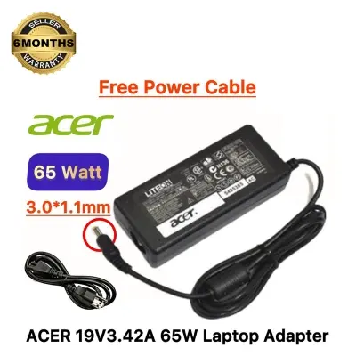 Picture of ACER Laptop Adapter For Acer 19V 3.42A (3.0mm*1.1mm) Swift 3 SF314-55 SF314-56  Chromebook 11, Acer Aspire 3, Acer Aspire 5 C720 Series Micro Pin AC Power Adapter (Black)