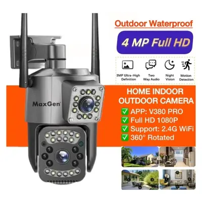 Picture of MaxGen V380 PRO SC03 Dual Lens WIFI IP Camera Outdoor Waterproof 4MP Auto Tracking Color Night Vision Two Way Audio CCTV Camera (Multicolor)