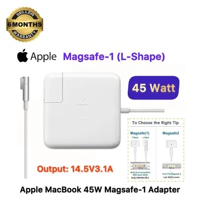 Picture of MacBook Adapter 45W MagSafe-1 L-type Power Adapter For Mac Book Air 11" & 13" A1244 A1374 A1304 A1369 A1370 (MagSafe1 "L" Shape 45W 14.5V 3.1A ) Power Adapter (White)