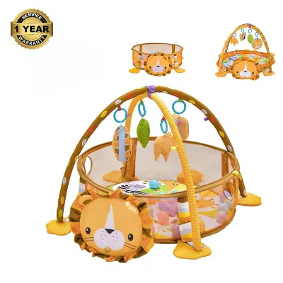 Picture of Baby Activity Gym & Ball Pit Infant Play Lion Mat with 4 Hanging Toys, Detachable Arch, Storage Bags and 30 Colorful Balls, Toddler Floor Ball Pit Pool for Boys & Girls-4 in1