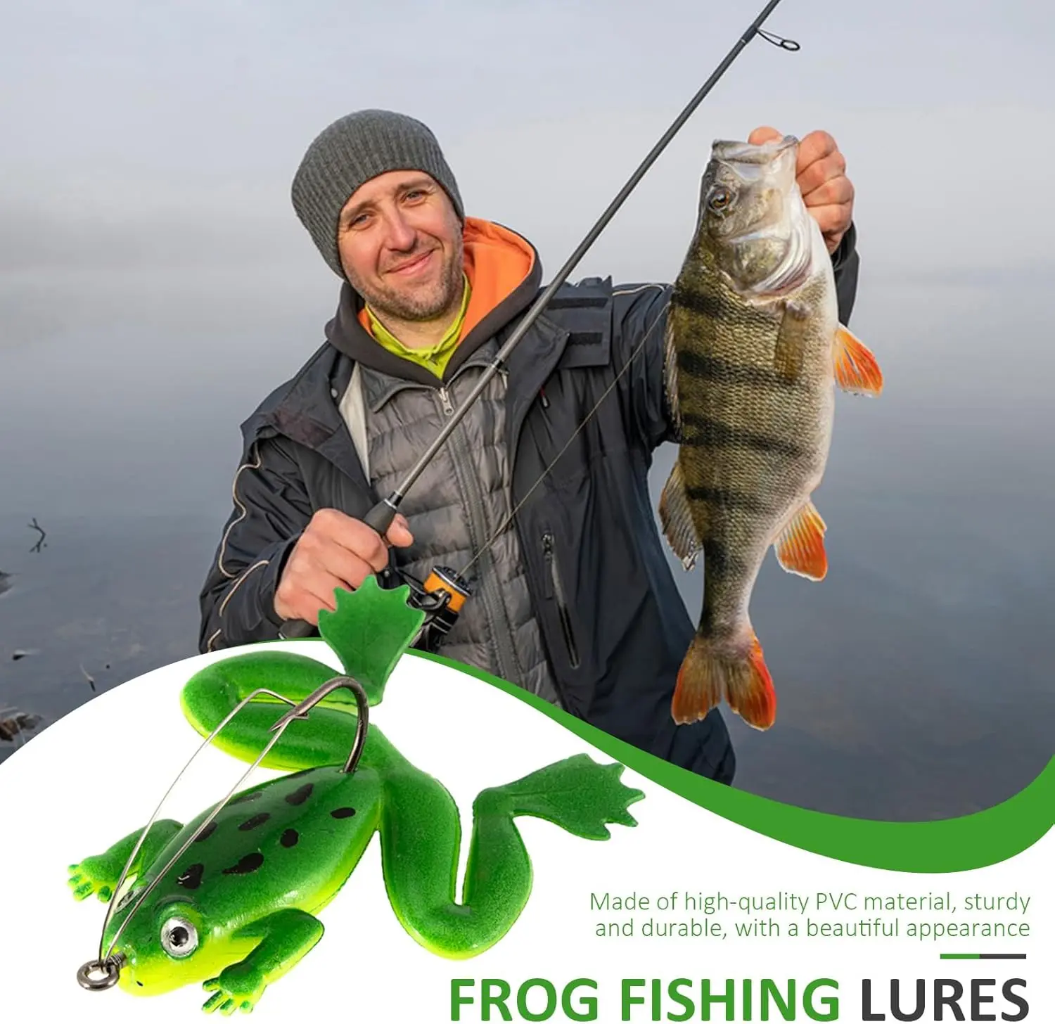 Picture of 2 pcs frog bait for fishing | Fishing Lure | frog Lure | Bang | Shol Fishing Lure | Floating Bait  Realistic Swimbait Topwater Frog Fishing Lure | Floating Bait, Artificial Sofish Fishing Lure for Pike, Trout, Saltwater, Freshwater Aznever