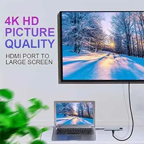 Picture of Type-C USB Hub 8-in-1 with HDMI, LAN Network Card – Dual Head High-Speed Dock Hub for PC & Mac Bangladesh