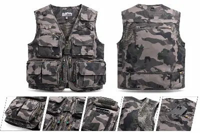 Picture of Multi Pockets Summer Mens US Tactical Hiking Fishing Vest Mens Photographer Waistcoat Mesh Cargo Sleeveless Jacket Tool Vest 6XL Applicable Season:Spring and Summer Applicable Scene:Casual Decoration:Pockets Closure Type:zipper Type:LOOSE Detachable Part: