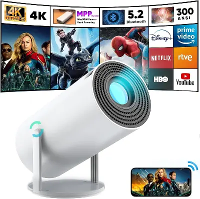 Picture of HY300PRO Android Smart Projector 4K Home Theatre WiFi Bluetooth portable Projector Price in Bangleadesh