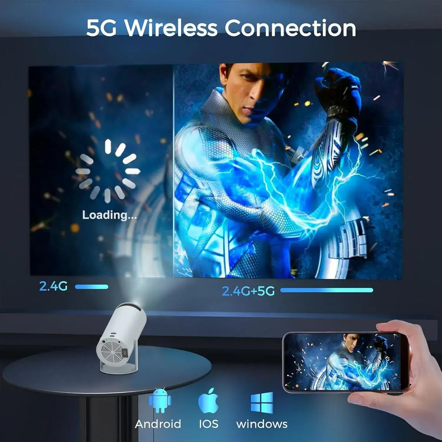 Picture of HY300PRO Android Smart Projector 4K Home Theatre WiFi Bluetooth portable Projector Price in Bangleadesh