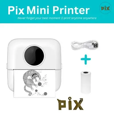 Picture of Pix Mini Printer Bluetooth Wireless Mobile Portable Printer Thermal Printer Photo Label Sticker Note Printer Mobile Thermal Printer Rechargeable Mini Printer, Label Stickers Printer