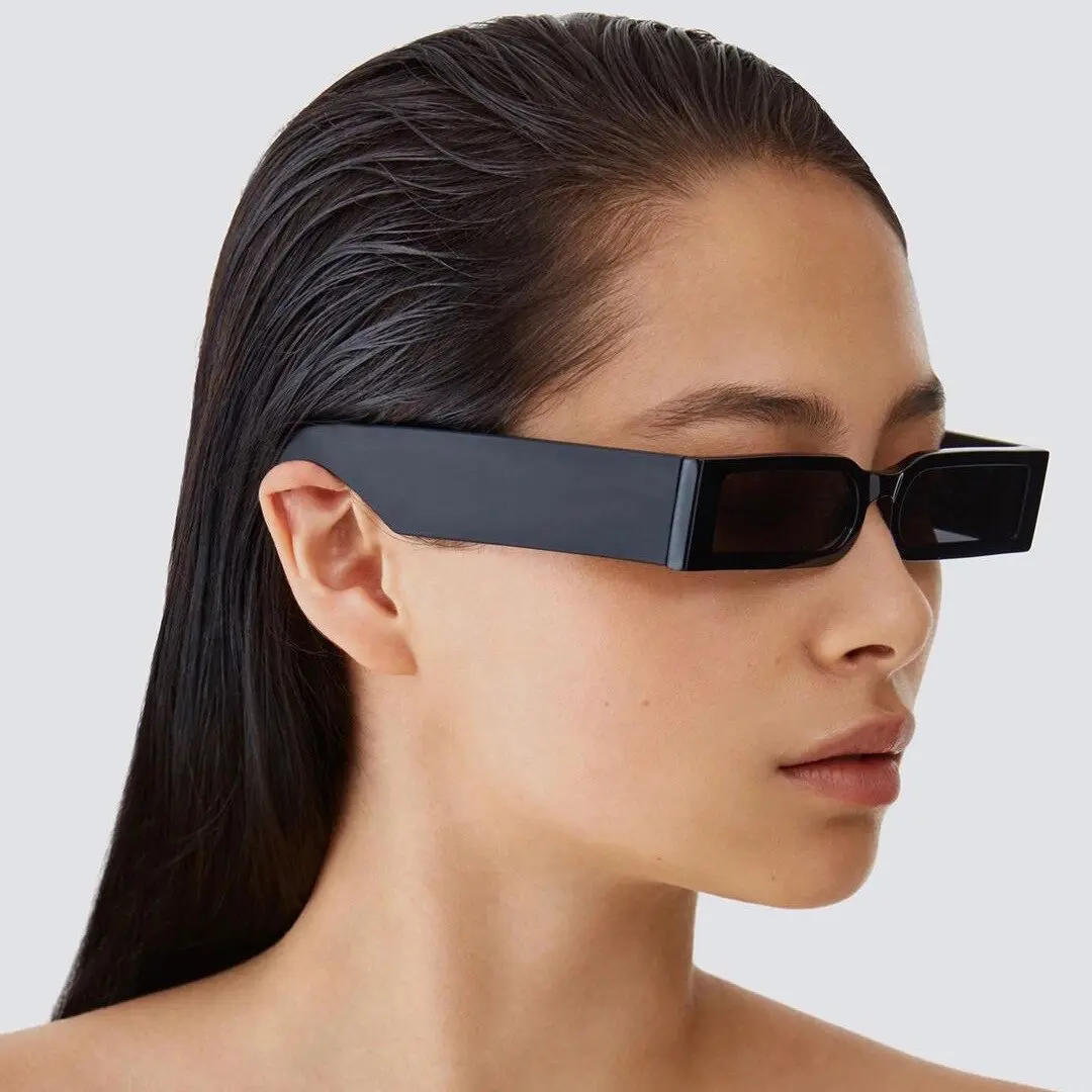 Picture of New Fashion Rectangle Frame Stylish Modern Sunglasses-Small Frame Square Sunglasses -New narrow frame width small box sunglasses , Vintage Colorful Wide Leg Eyeglasses Summer Glasses Luxury for Men Women