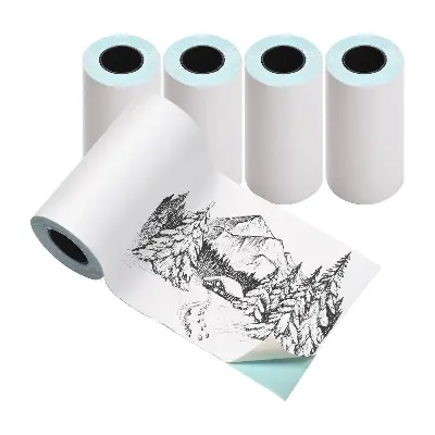 Picture of Pix 5 Rools / 5 pcs Sticker Paper Rolls for Thermal Printing 57x30mm Mini Thermal Printer Self-adhesive Thermal Sticker Printing Paper PAPERANG P1/P2 Mini Photo Printer Thermal Paper for Label Printer Waterproof Oil-proof Sticky Paper Roll