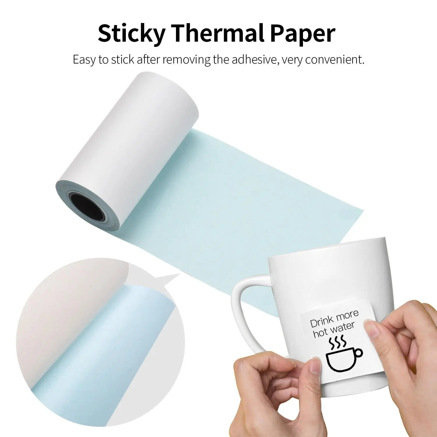 Picture of Pix 5 Rools / 5 pcs Sticker Paper Rolls for Thermal Printing 57x30mm Mini Thermal Printer Self-adhesive Thermal Sticker Printing Paper PAPERANG P1/P2 Mini Photo Printer Thermal Paper for Label Printer Waterproof Oil-proof Sticky Paper Roll