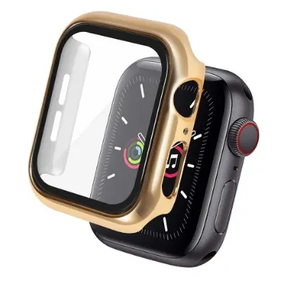 Picture of For Apple watch case 45mm Series 8,7,6,5 Tempered Glass and Case Screen Protector - Clear Soft TPU and Hard PC Glass Coverage Bumper Case (Optional ) for Apple Watch Series 8,7,6 45mm watch case