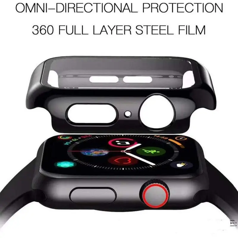 Picture of For Apple watch case 45mm Series 8,7,6,5 Tempered Glass and Case Screen Protector - Clear Soft TPU and Hard PC Glass Coverage Bumper Case (Optional ) for Apple Watch Series 8,7,6 45mm watch case