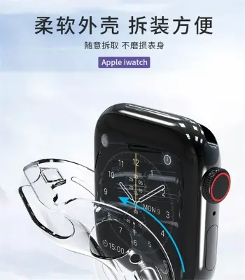 Picture of For Apple watch case 45mm Series 8,7,6,5 Tempered Glass and Case Screen Protector - Clear Soft TPU and Hard PC Glass Coverage Bumper Case (Optional ) for Apple Watch Series 8,7,6 45mm watch case