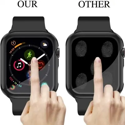 Picture of For Apple watch case 45mm Series 8,7,6,5 Tempered Glass and Case Screen Protector - Clear Soft TPU and Hard PC Glass Coverage Bumper Case (Optional ) for Apple Watch Series 8,7,6 45mm watch case