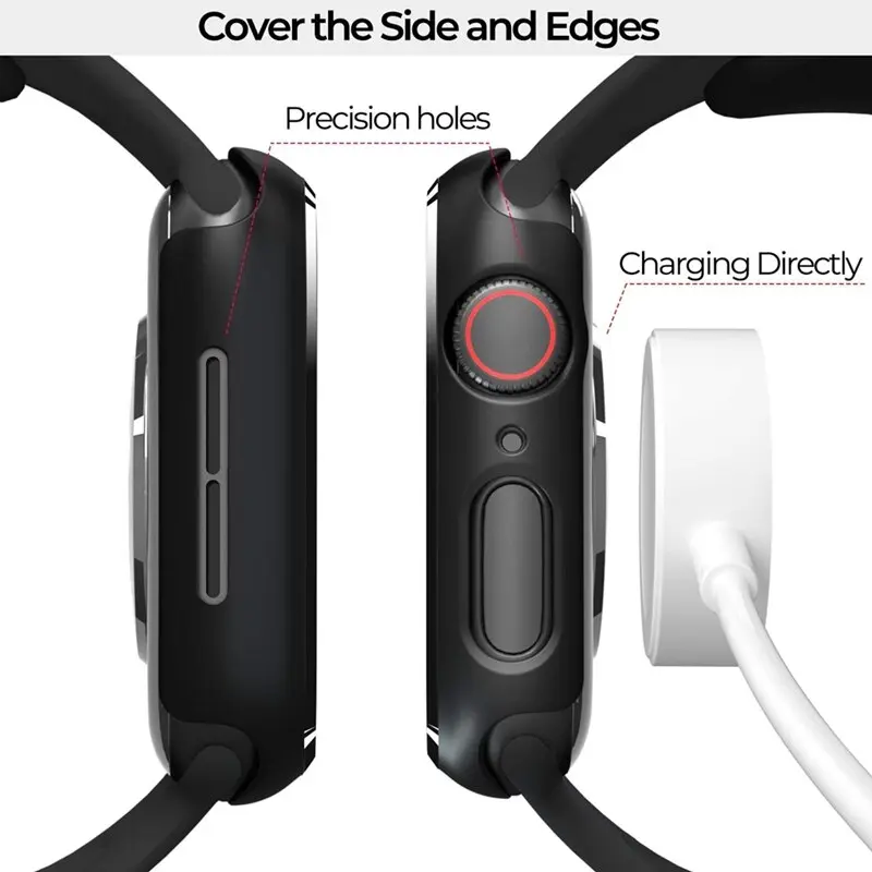 Picture of For Apple watch case 45mm Series 8,7,6,5 Tempered Glass and Case Screen Protector - Clear Soft TPU and Hard PC Glass Coverage Bumper Case (Optional ) for Apple Watch Series 8,7,6 45mm watch case