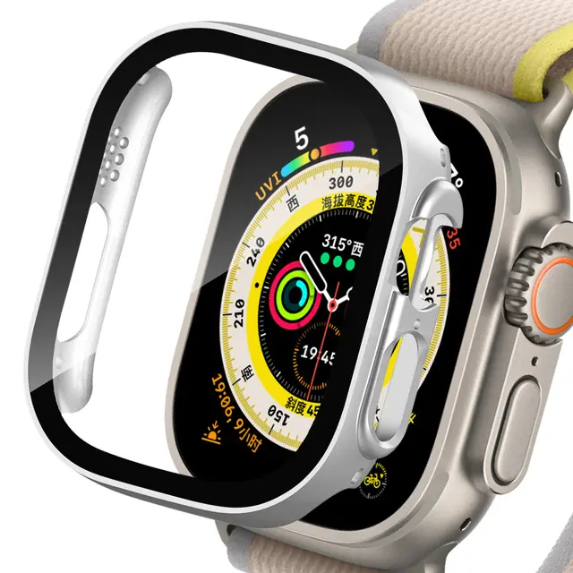 Picture of For Apple Watch Ultra 49mm Case Screen Protector Protective Cover for iWatch Ultra 8 49mm PC Screen Protector Bumper Tempered Glass+Cover for Apple Watch Case Ultra 49mm