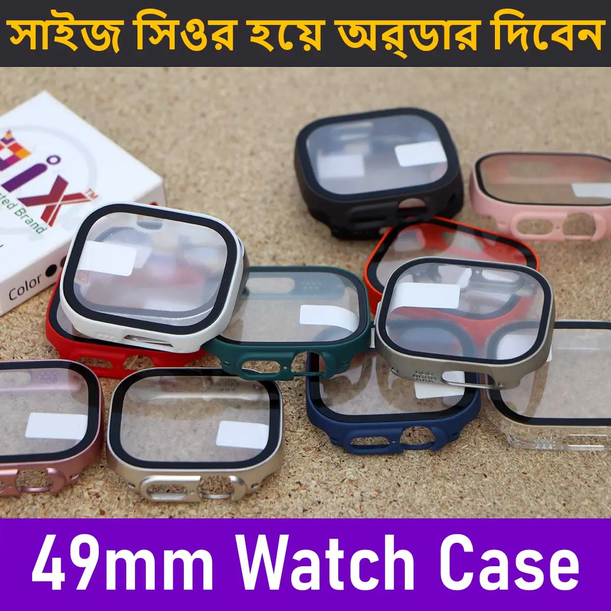Picture of Pix Apple Watch Ultra 49mm Case Apple Watch Ultra Hard Clear Screen Protector Cover Full Case with Glass Screen Protector IWATCH Series 8 Pro Ultra Watch Case