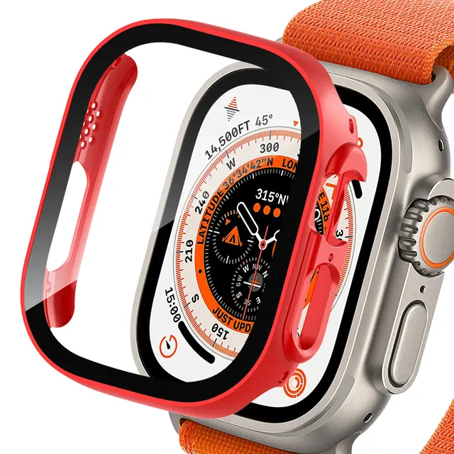 Picture of Pix Apple Watch Ultra 49mm Case Apple Watch Ultra Hard Clear Screen Protector Cover Full Case with Glass Screen Protector IWATCH Series 8 Pro Ultra Watch Case