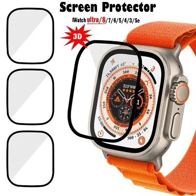 Picture of 49mm Glass Screen Protector Full Protective Film, Apple Watch Ultra 49mm Screen Protector Soft Glass and PMMA Poly Screen Protector for Apple Watch Ultra