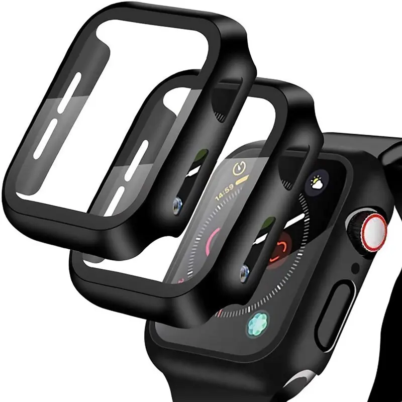 Picture of For Apple Watch 44mm Case + Tempered Glass for watch series 4/5/6 , Screen Protector Coverage Bumper Case for Apple Watch Series 4,5,6 44mm