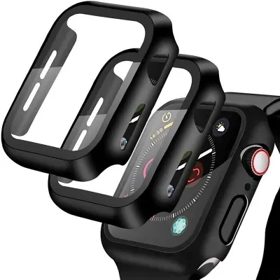 Picture of For Apple Watch 44mm Case + Tempered Glass for watch series 4/5/6 , Screen Protector Coverage Bumper Case for Apple Watch Series 4,5,6 44mm