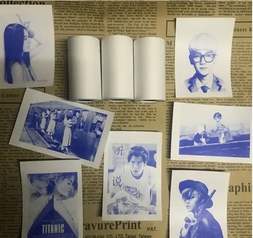 Picture of Blue Ink Photo Paper Thermal Label Printer Notes Paper Roll Blue Ink White Color Paper Roll for Photo Printer 57*30mm (Non Sticker)