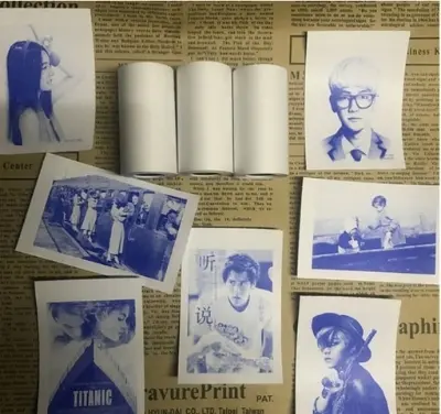 Picture of Blue Ink Photo Paper Thermal Label Printer Notes Paper Roll Blue Ink White Color Paper Roll for Photo Printer 57*30mm (Non Sticker)
