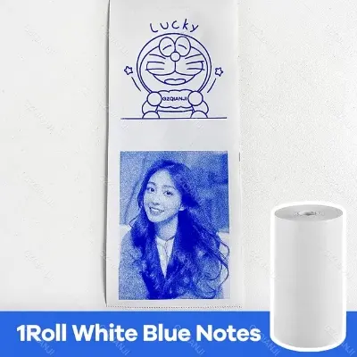 Picture of Blue Ink Photo Paper Thermal Label Printer Notes Paper Roll Blue Ink White Color Paper Roll for Photo Printer 57*30mm (Non Sticker)