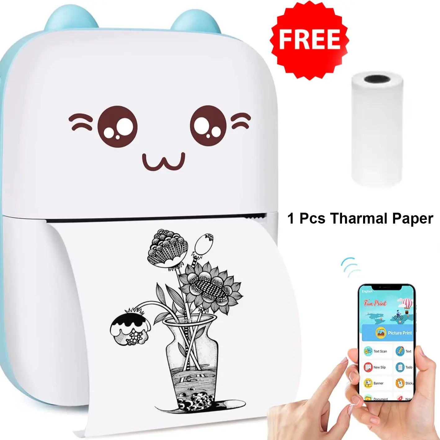 Picture of PIX Mini Printer Machine Wireless Portable Thermal POS Pocket Mobile Printer Short Hand Printer Papering Mini Thermal Bluetooth Pocket