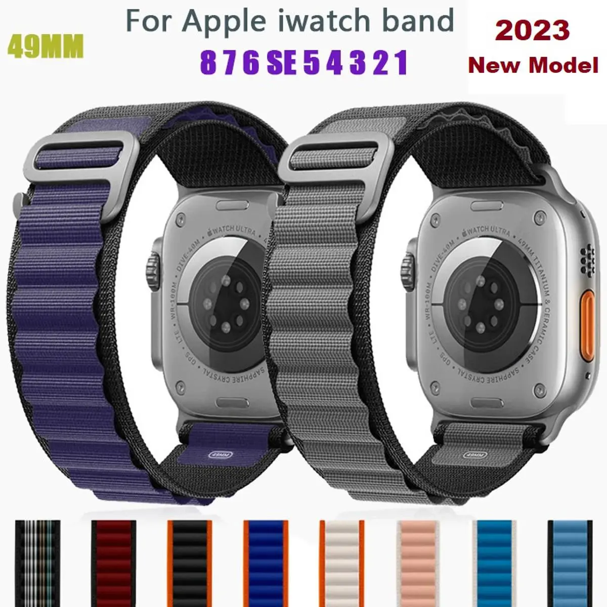 Picture of Apple Watch Strap Belt Nylon Strip Apple Alpine Metal lock Band For 49/45/44/42mm Customize Apple Watch with Stylish nylon belt strap for apple loop
