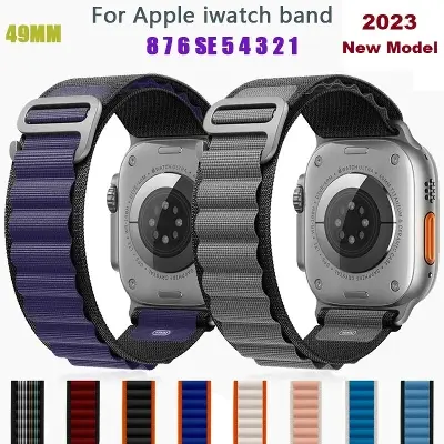 Picture of Apple Watch Strap Belt Nylon Strip Apple Alpine Metal lock Band For 49/45/44/42mm Customize Apple Watch with Stylish nylon belt strap for apple loop