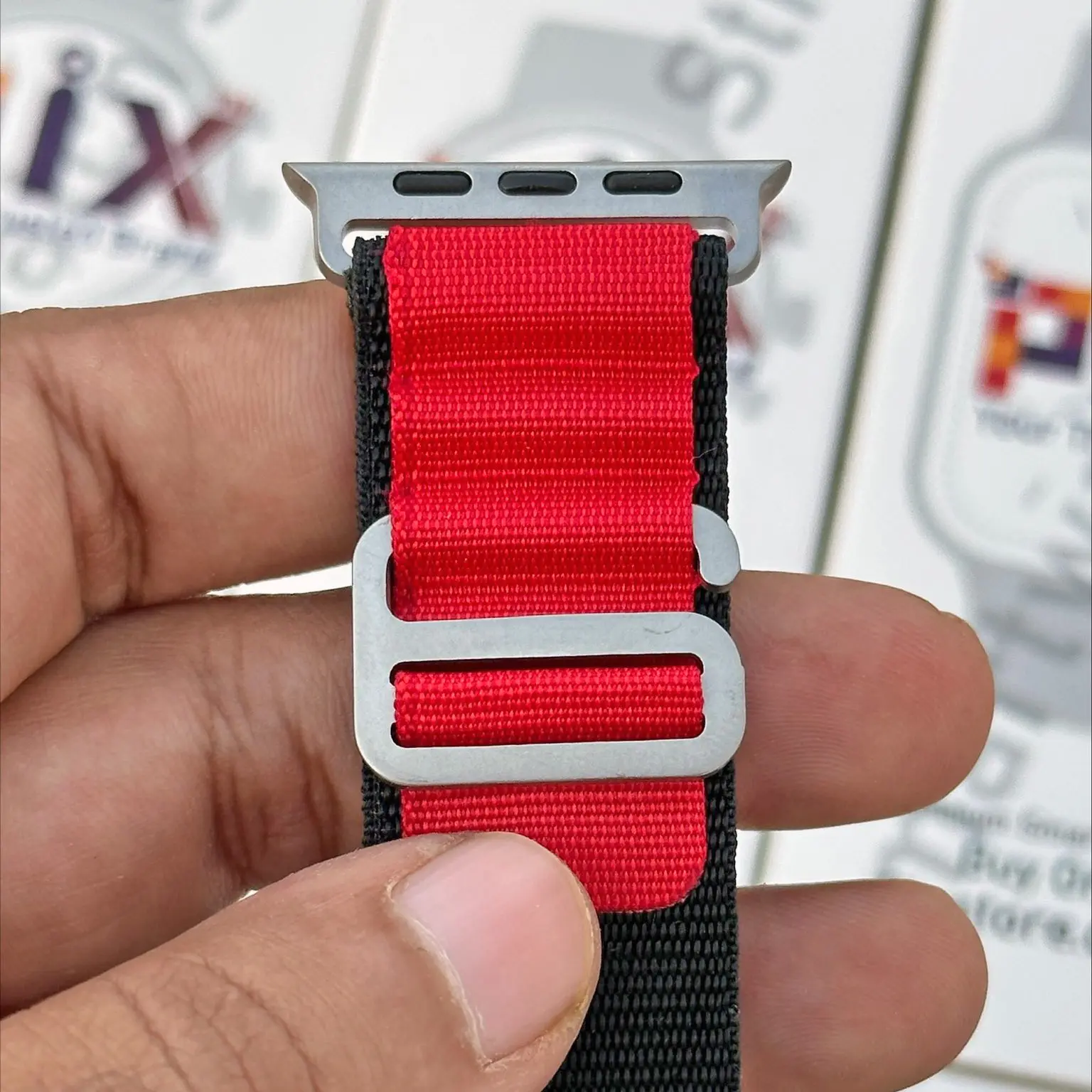 Picture of Apple Watch Strap Belt Nylon Strip Apple Alpine Metal lock Band For 49/45/44/42mm Customize Apple Watch with Stylish nylon belt strap for apple loop