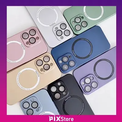 Picture of 14 pro max, 14 pro এর জন্য ক্যামেরা লেন্স প্রোটেক্টরের সাথে apple iphone magsafe কেস, ক্যামেরা লেন্স গ্লাস প্রোটেক্টর সহ রঙিন হার্ড পিসি magsafe কেস (Back Case Cover For Smartphone)