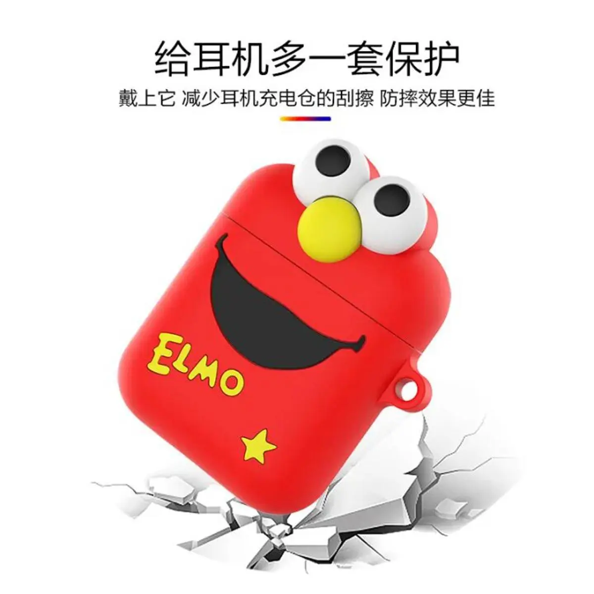 Picture of For Apple AirPods 2 Cute Cartoon Soft Silicone Skin Case Cover - Airpods 2 Case cover, Apple Airpods 2 earphone cover with  metal hook - Cute Case for Airpods  2