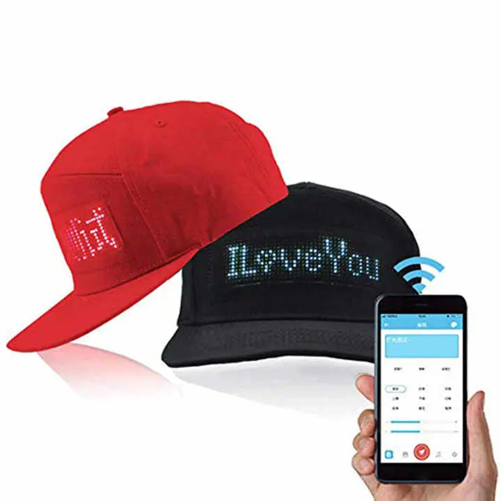 Picture of Fashionable Men/Women Wireless Bluetooth Party LED Display Baseball Cap- Mobile Phone APP Control Luminous Scrolling Message Display LED Cap Hat