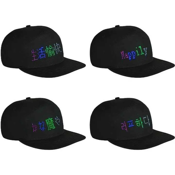 Picture of Fashionable Men/Women Wireless Bluetooth Party LED Display Baseball Cap- Mobile Phone APP Control Luminous Scrolling Message Display LED Cap Hat