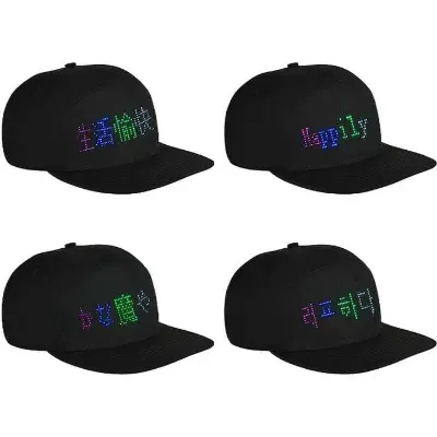 Picture of Fashionable Men/Women Wireless Bluetooth Party LED Display Baseball Cap- Mobile Phone APP Control Luminous Scrolling Message Display LED Cap Hat