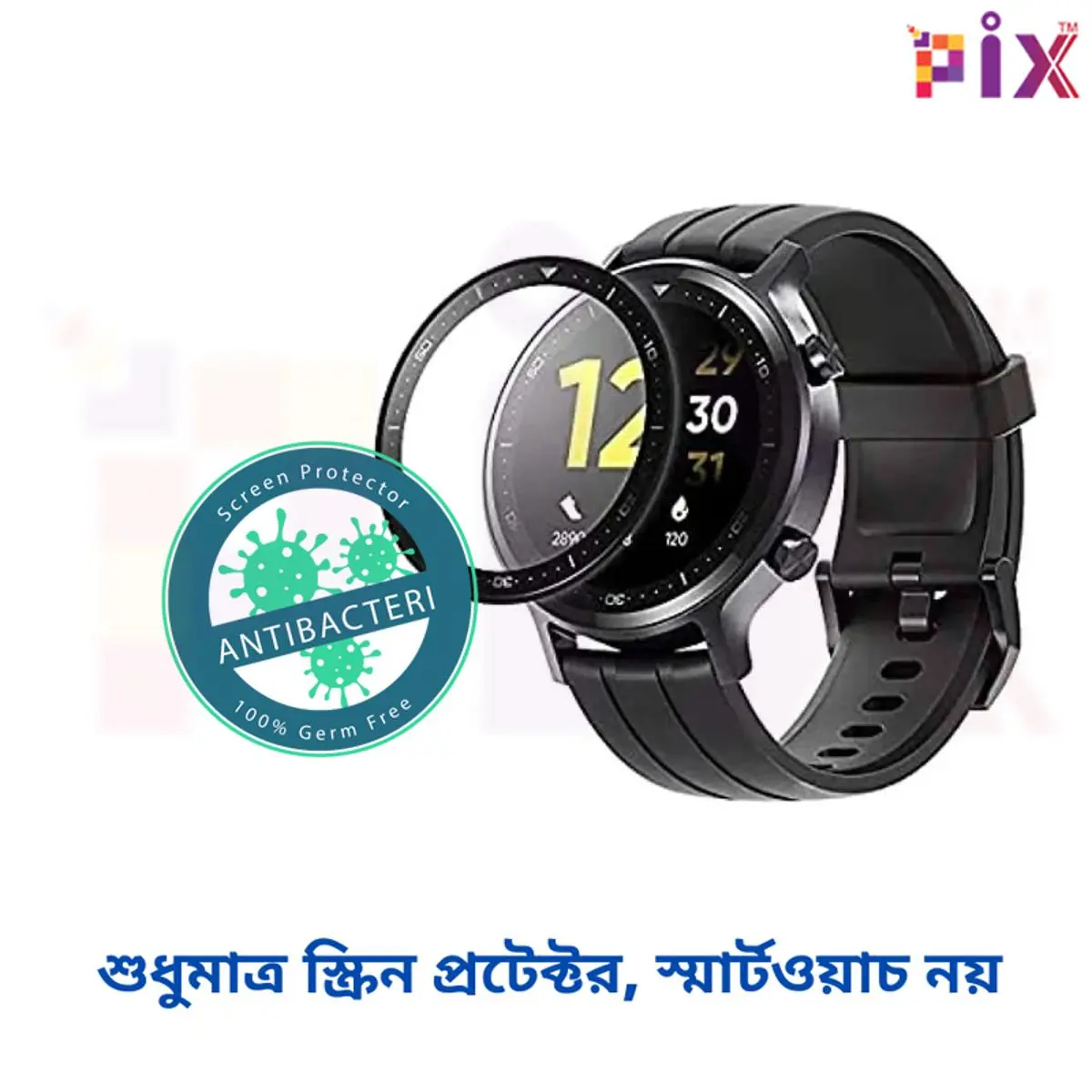 Picture of Pix Realme Watch And Realme Watch S Smart Watch Screen Protector Antibacterial and Bubble Free PMMA Plastic Full Coverage Screen Protector Premium Quality Soft Film Full Coverage Screen Protector For Realme Watch / Watch S Smart Watch