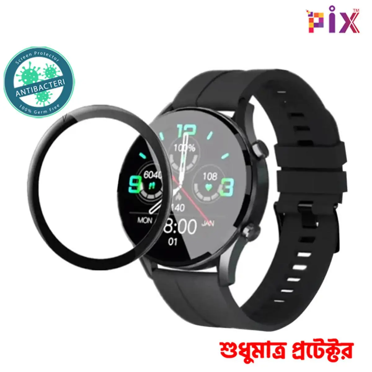 Picture of Pix Kieslect K11/KR/KR Pro Smart Watch Full Coverage Screen Protector-Premium Quality PMMA Full Screen Protector For Kieslect K11/KR/KR Pro Watch