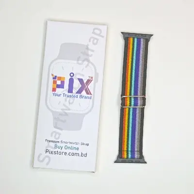 Picture of Pix Apple Watch New Color Braid Solo Loop Nylon Elastic Strap for 42/44/45/49mm-Official Colorful Braided Nylon Elastic Solo Loop Replacement Band For Apple Watch