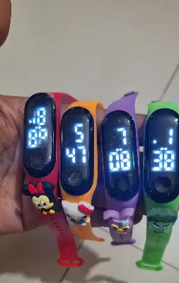 Picture of Kids Digital Super Hero and Heroine Cartoon Character Waterproof LED Top Ten Watches for Boys and Girls