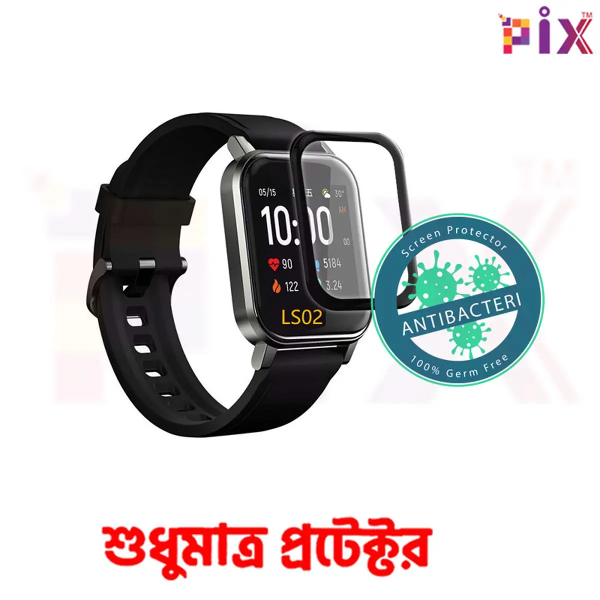 Picture of Pix Xiaomi Haylou Solar Smart Watch Tempered Glass Antibacterial and Bubble Free Screen Protector-Haylow Smart Watch All model Screen Protector