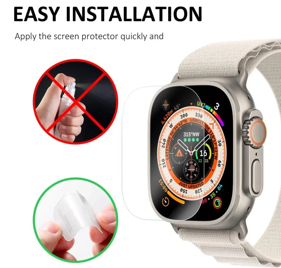 Picture of T800 Ultra Soft Clear Screen Protector - KD99, H10 Ultra, Z66, TS8 Ultra 8 Series 45/46/47mm Watch Soft Watch Screen Protector 45mm