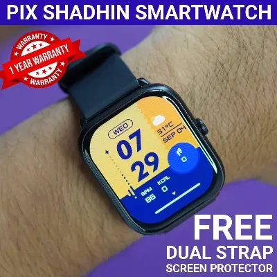 Picture of PIX Shadhin Smartwatch 2.06 Inch 60Hz AMOLED Display, Long Battery, Bluetooth Call, IP68 Water Resistant. spO2 Sensor, Sleep Tracking - Best Android Smartwatch in Bangladesh