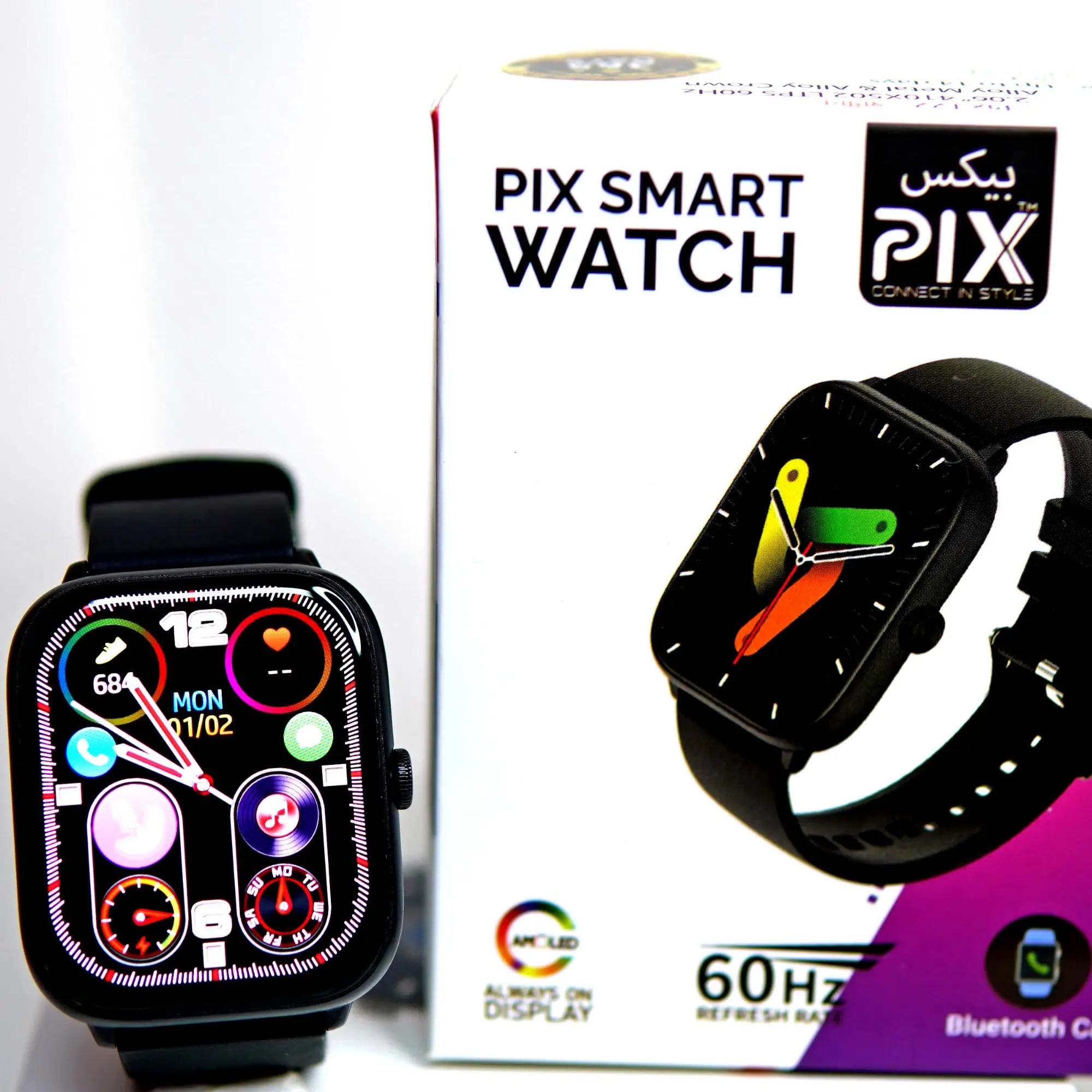 Picture of PIX Shadhin Smartwatch 2.06 Inch 60Hz AMOLED Display, Long Battery, Bluetooth Call, IP68 Water Resistant. spO2 Sensor, Sleep Tracking - Best Android Smartwatch in Bangladesh