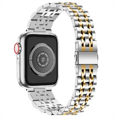 Picture of IWATCH Ultra Series 8 7 5 6 for PIX's Apple Dual color metallic clap strap -49 mm/45mm/44mm/42mm stainless steel straps 5 4 4